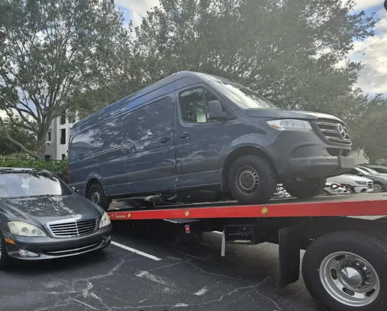 Van getting towed
